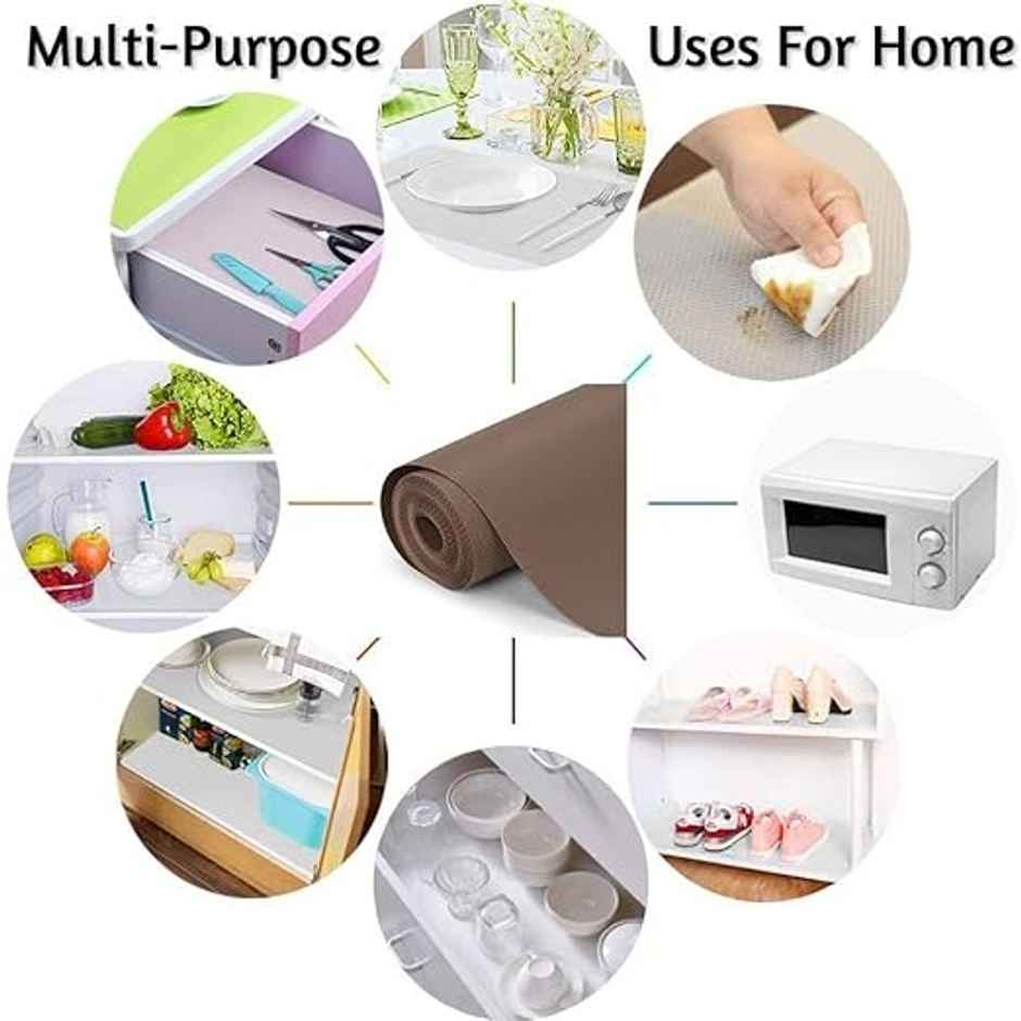 Daluci Multipurpose Eva Anti-Slip BathrooM | Kitchen and Drawer Mat Liner | 45 Cm x 3 M | Brown