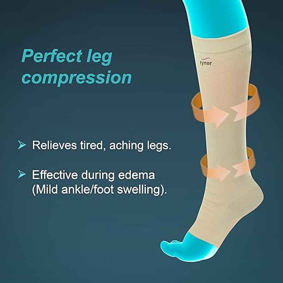 Tynor Compression Stocking Below Knee Classic Beige L
