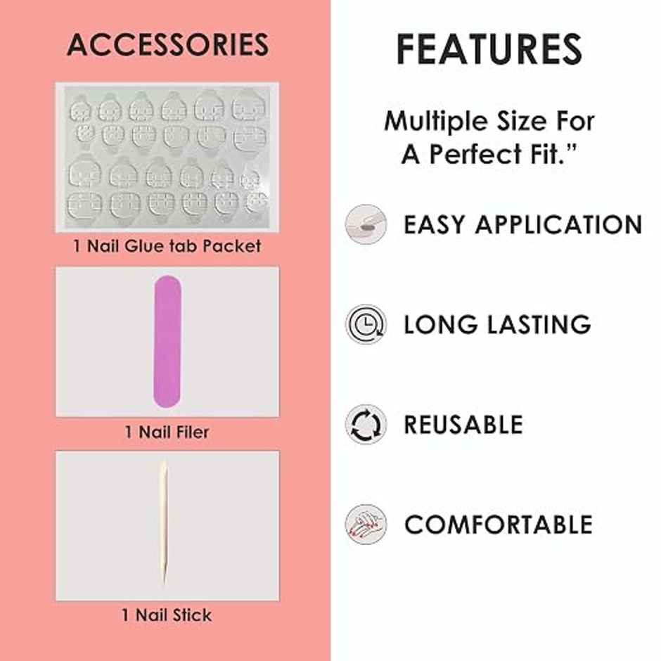 Shills Professional Reusable French Square Press On Nails | Beige | SPN-722