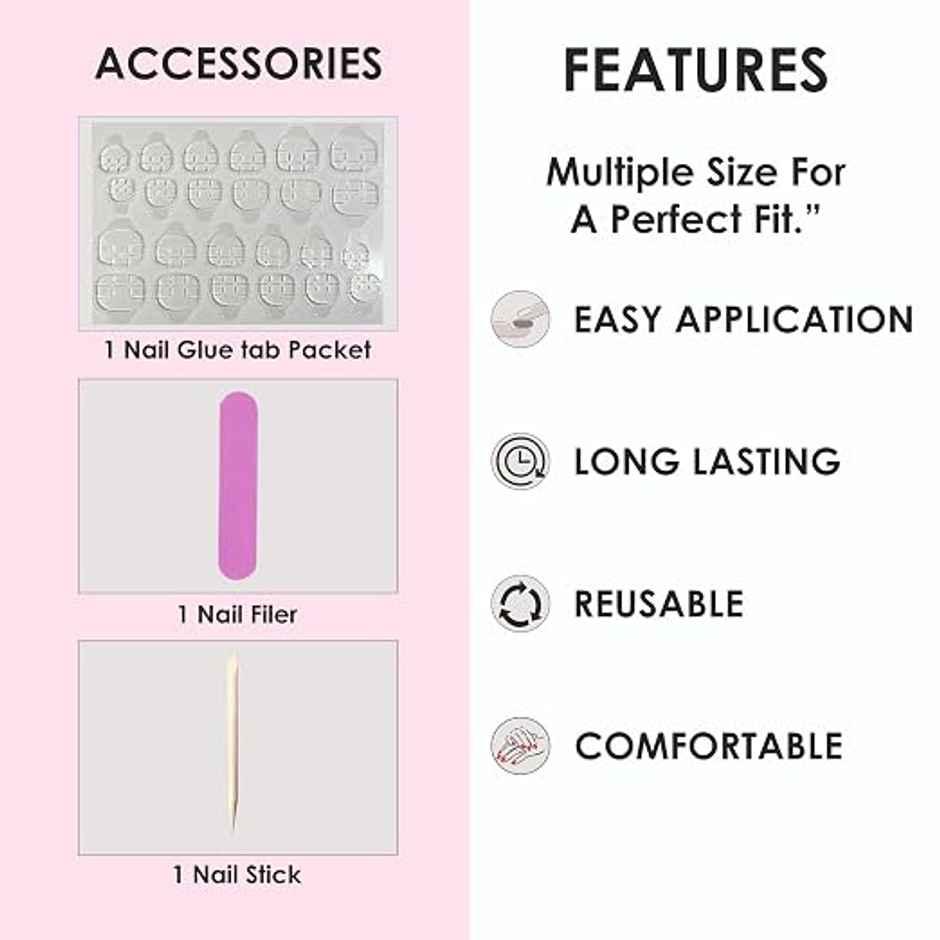 Shills Professional Reusable French Almond Press On Nails | White | SPN-734