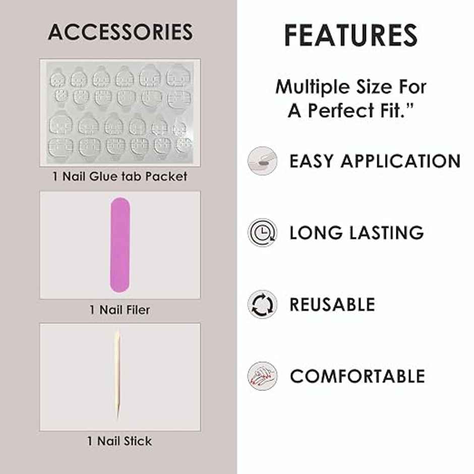 Shills Professional Reusable Oval Press On Nails | Black | SPN-508