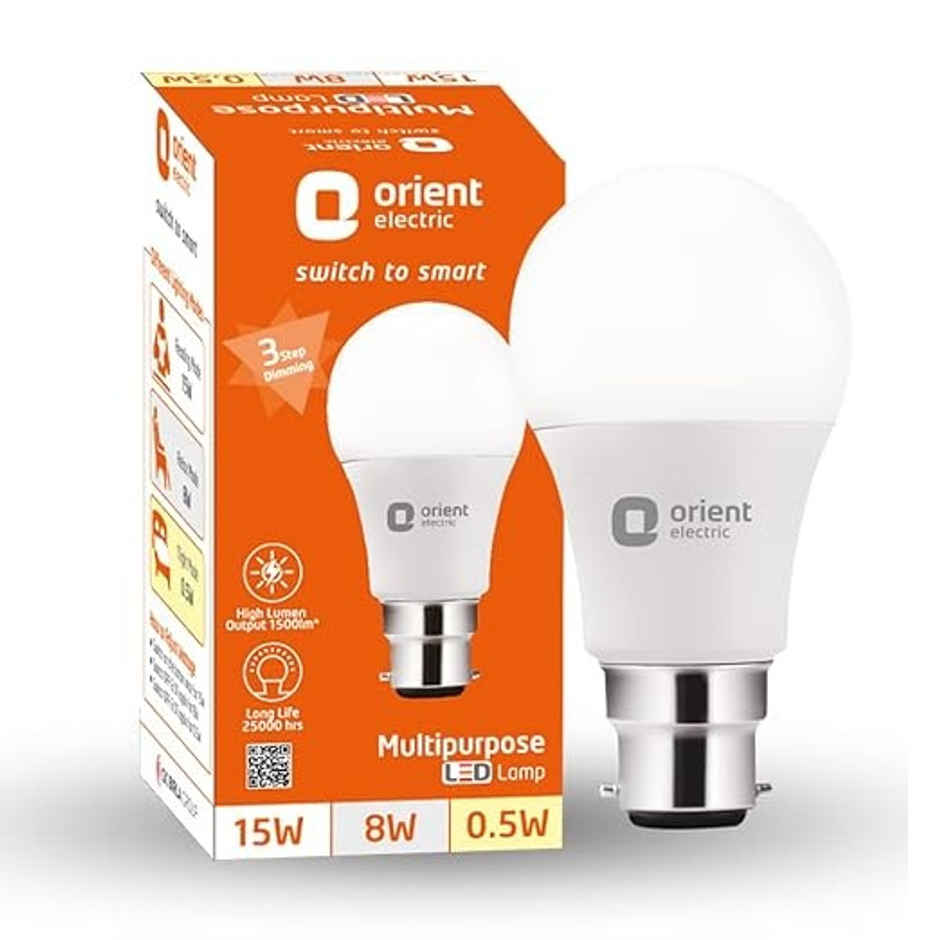 Orient Electric Multipurpose LED Bulb 15W| 6500K ,Nonchargable | B22 Base Holder