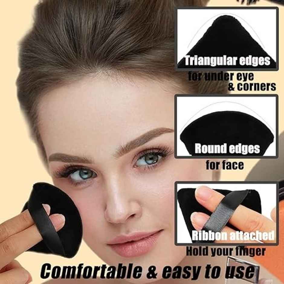 Rhe Cosmetics Triangle Pizza Powder Puff & Makeup Blender Sponge - Black