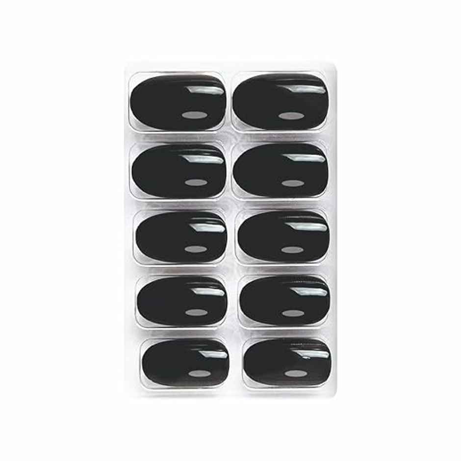 Shills Professional Reusable Oval Press On Nails | Black | SPN-508