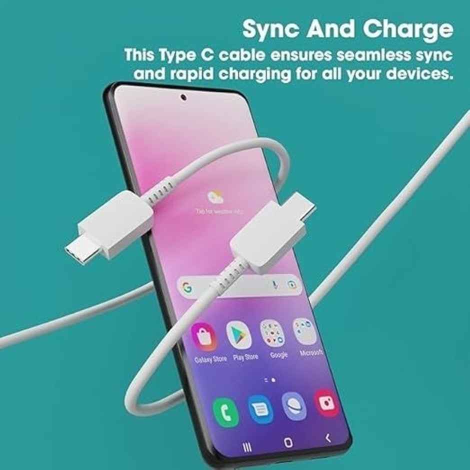 basics IND Fast Charging Type C to Type C Charging Cable White 75cm