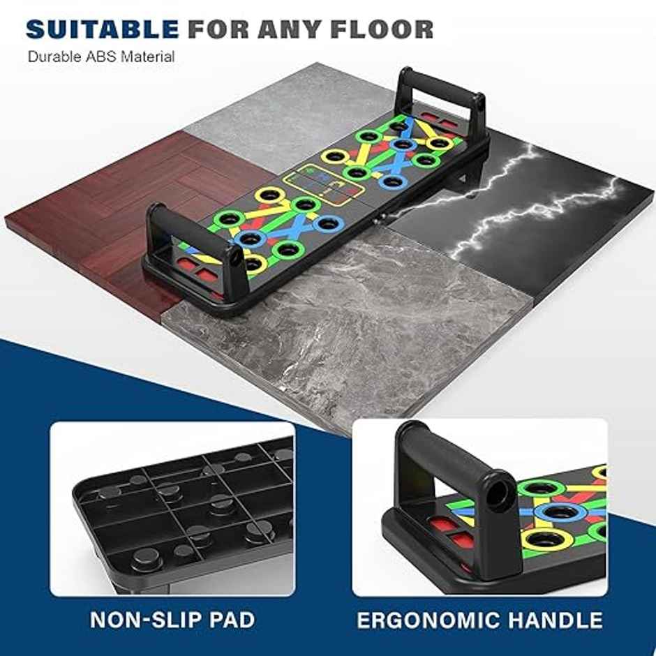 Mayor 15 in 1 Portable Push Up Board with Strong Grip for Home Gym Exercise | Multicolor