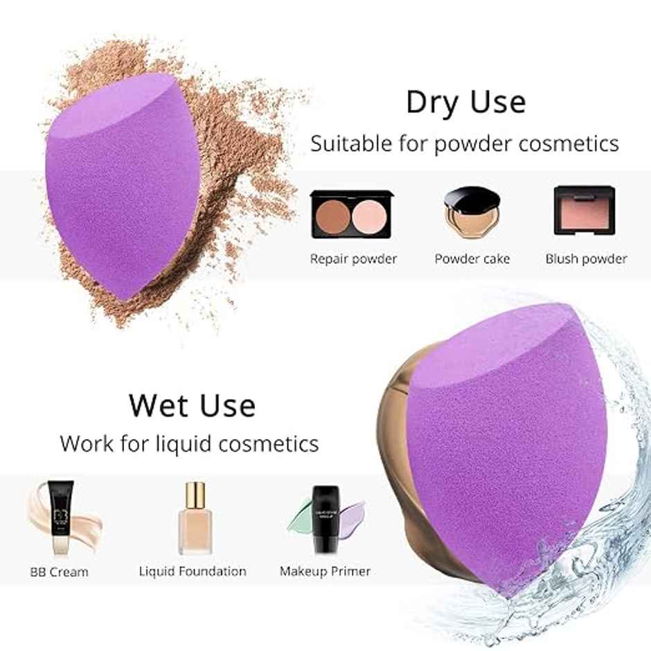 Bronson Professional Purple Beauty Blender Makeup Sponge Applicator Puffs | Shape May Vary