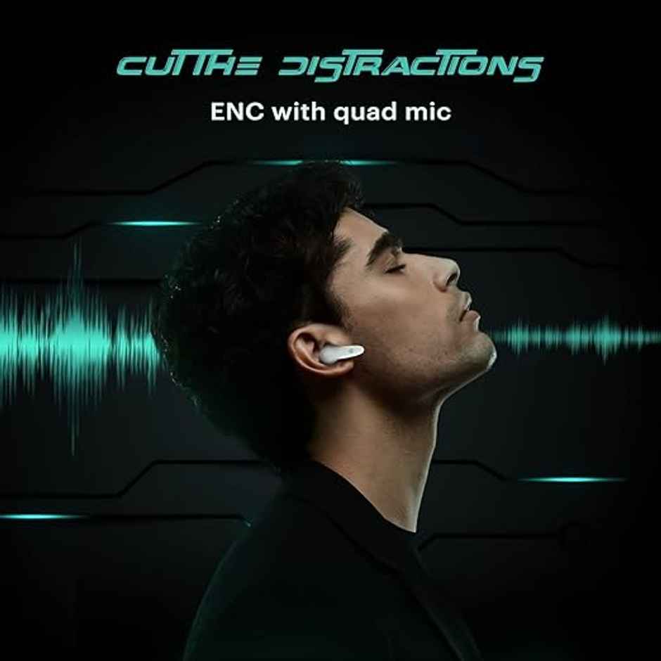 Noise Buds VS402 TWS Earbuds | 50 hours Playtime | Quad Mic with ENC | Bluetooth | Neon White