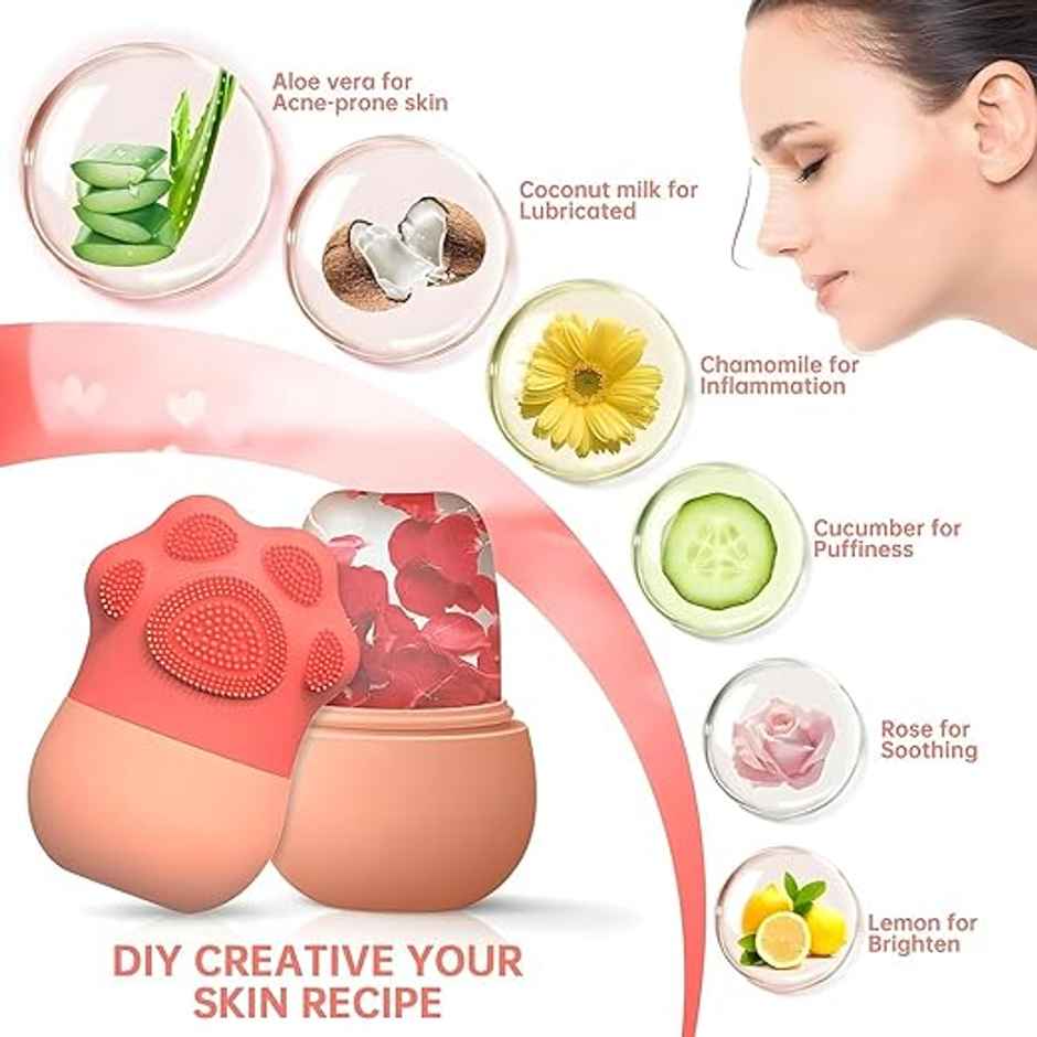 Beautiliss Ice Roller Face Tool | Silicone Scrubber | For Puffiness, Skin Firming, Pore Cleansing & Glow