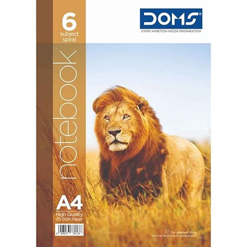 Doms 6 Subject Spiral Note Books 70 Gsm Paper Ruled (300 Pages, 21 x 30 cm, Assorted Designs)
