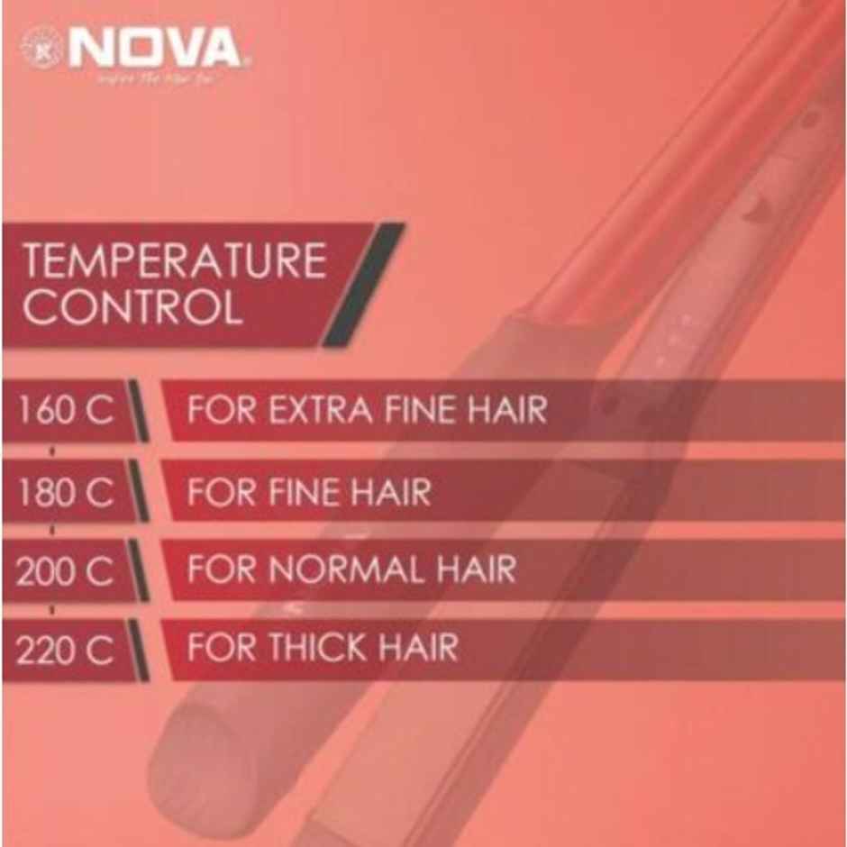 Nova Temperature Control Professional NHS 870 Hair Straightener (Black/Red)
