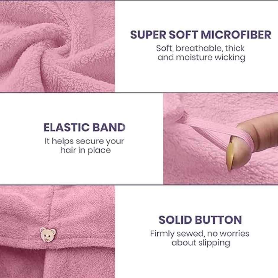 Bronson Professional Hair Wrapper Towel for Quick Hair Drying With Microfiber Multicolor