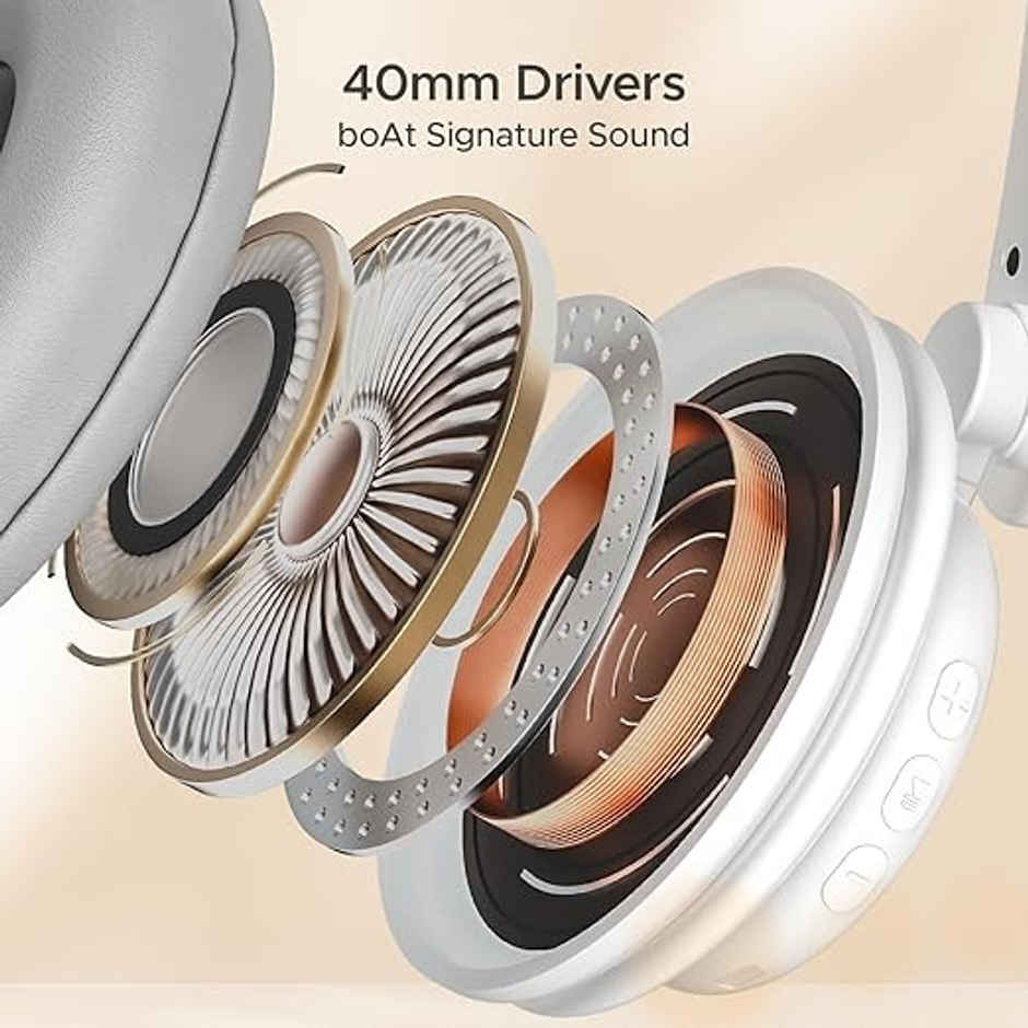 boAt Rockerz 450Pro Bluetooth Wireless On Ear Headphones Mic with 70 Hours Battery-White Purity