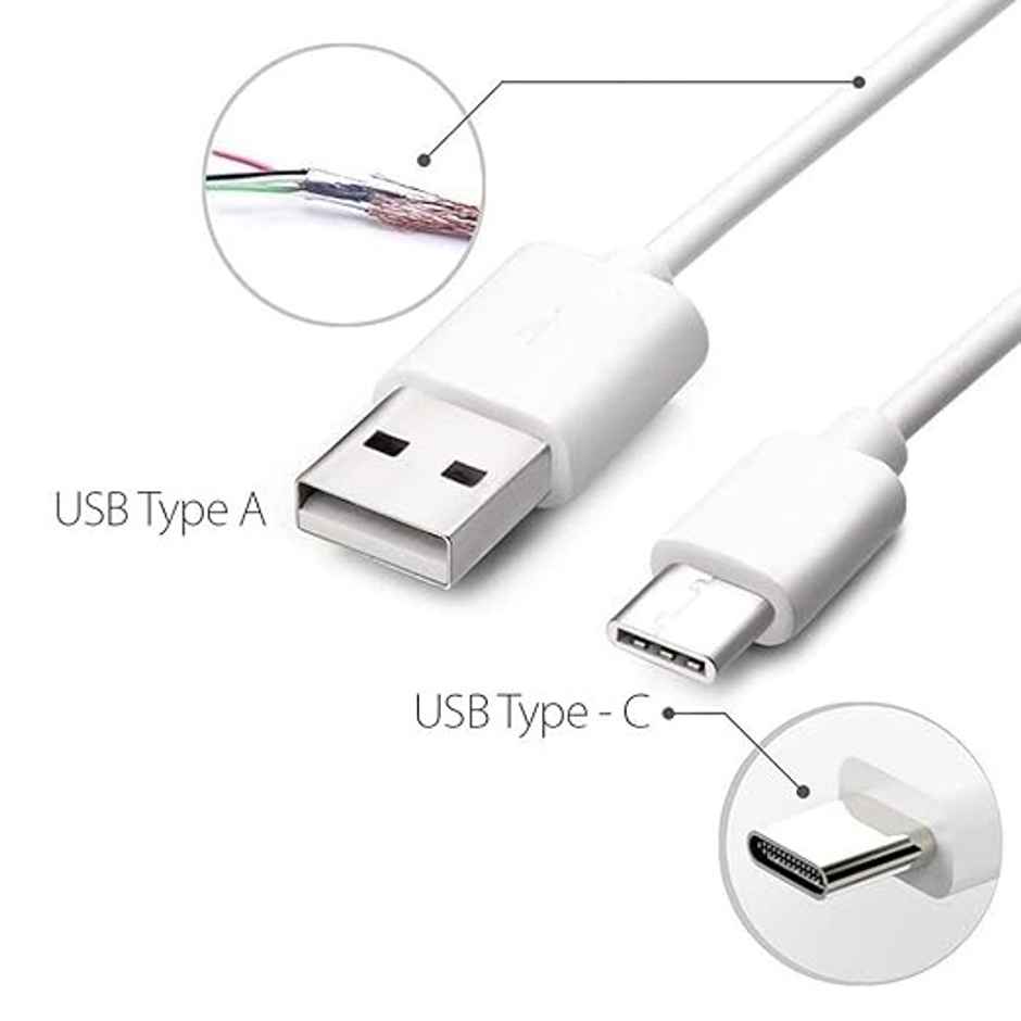 Basics Ind Fast Charging Usb To Type C Charging Cable | White