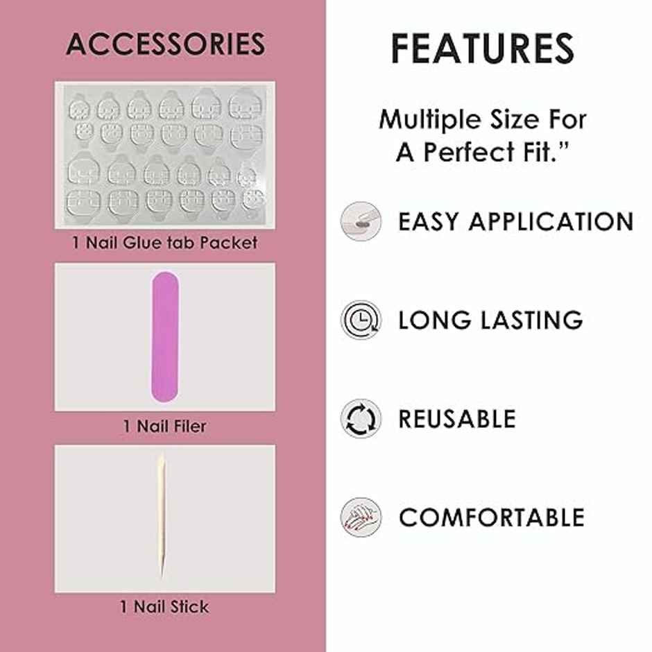 Shills Professional Reusable Oval Press On Nails | Red | SPN-504