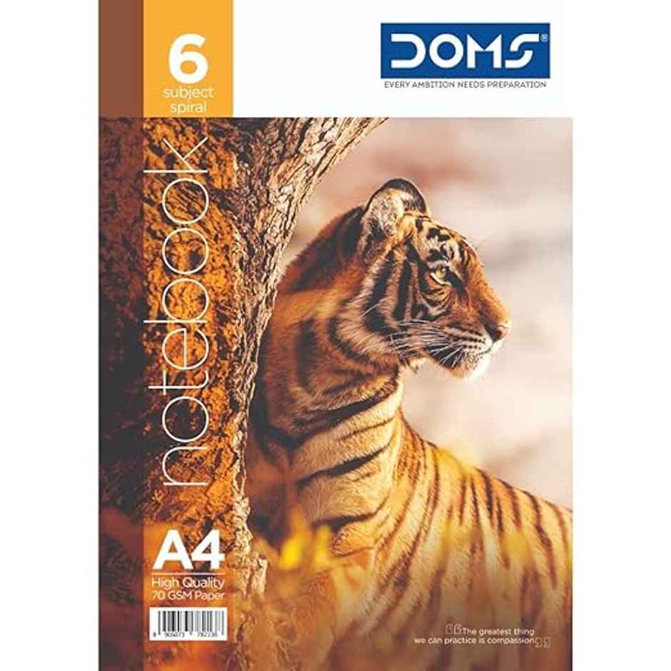 Doms 6 Subject Spiral Note Books 70 Gsm Paper-300 Pages | Assorted Design