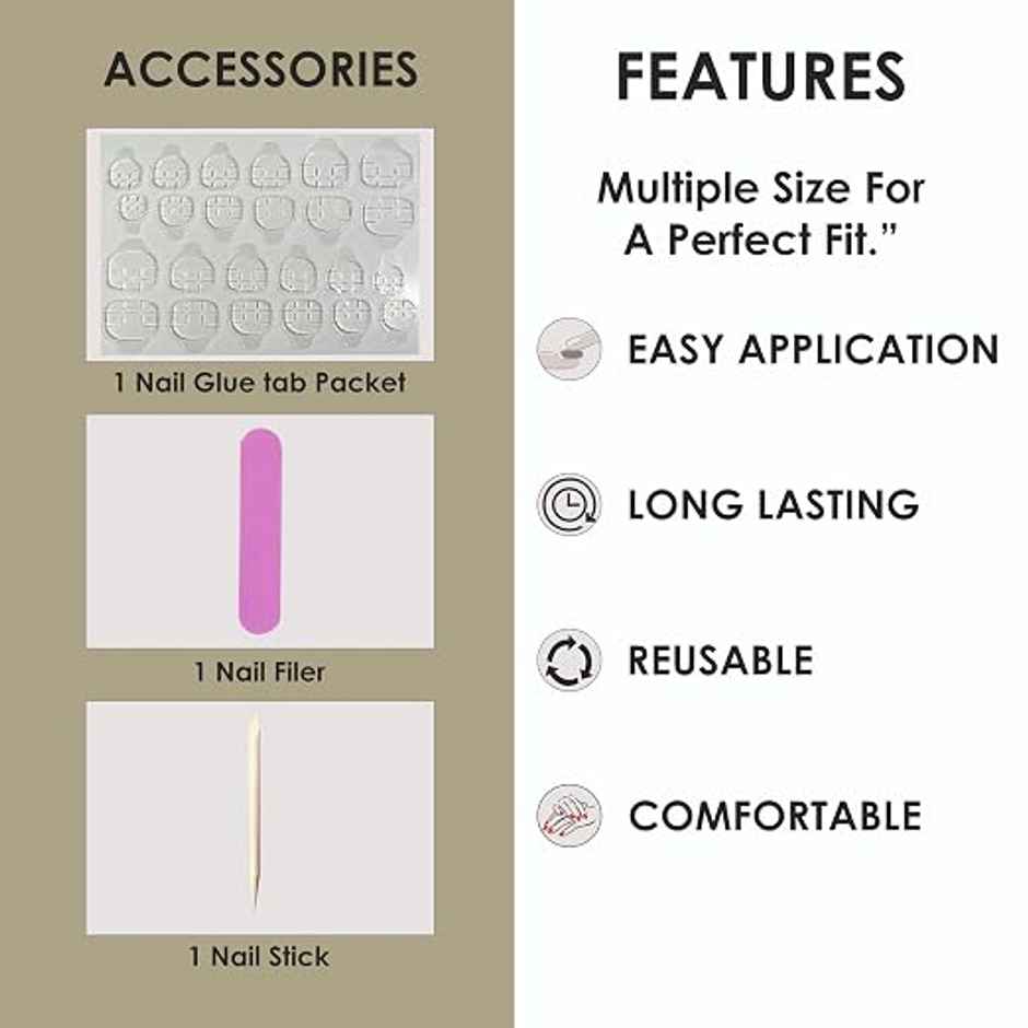 Shills Professional Reusable Square Press On Nails | Brown | SPN-557