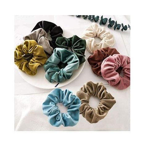Bronson Professional Hair Scrunchies, Hair Bands Satin, Velvet, Chiffon, Cotton - (Mix Colour)