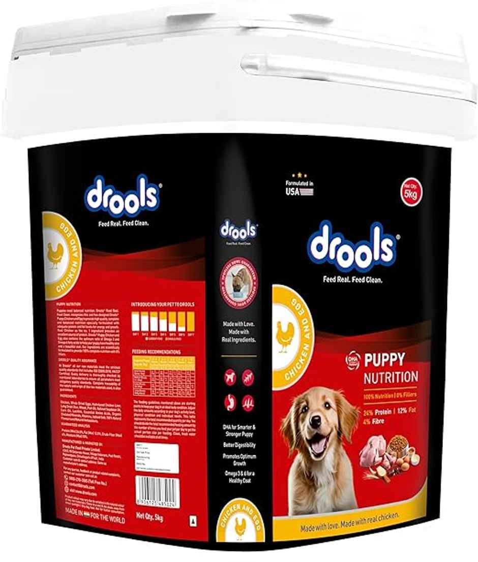 Drools Chicken and Egg Puppy Dry Dog Food Inside Container 5Kg