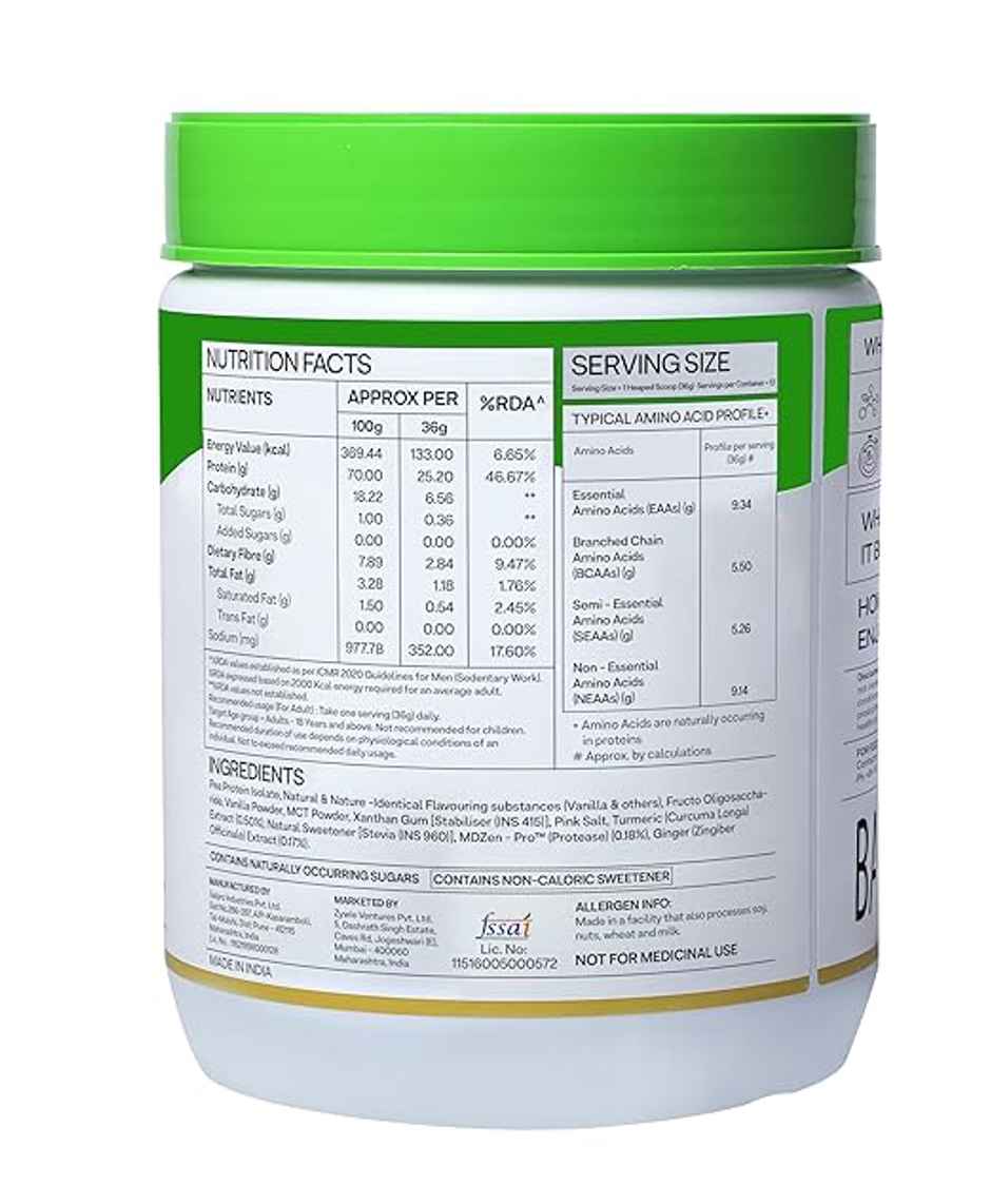 Oziva Bioactive Plant Protein Powder , 25g Protein | 5.5g BCAA | Sugar Free - Malabar Vanilla