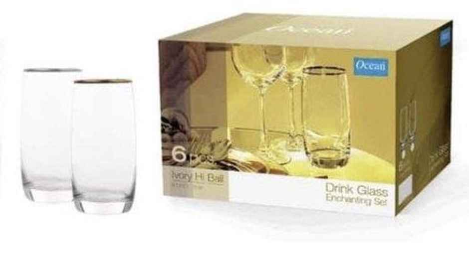 Ocean Ivory Water Glass Platinum Band | 370 ml | 6 pcs