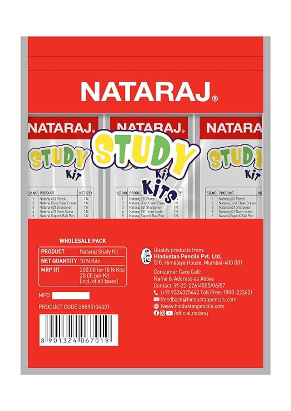Nataraj Study Kit | Kids Gifting Set | Fun Children's Gift | Return Gift for Kids | For Kanjak | Pack of 10
