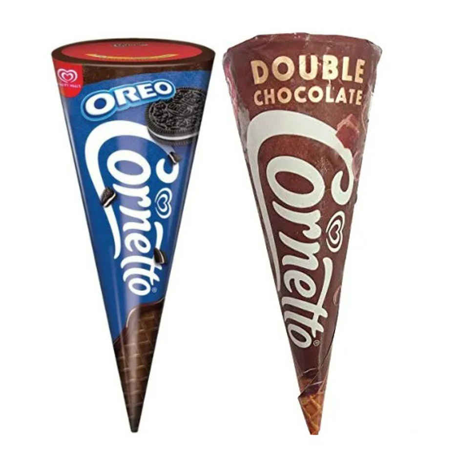 Kwality Wall's Cornetto Double Chocolate Cone 105 ml & Cornetto Oreo Disc Cone 110 ml Combo