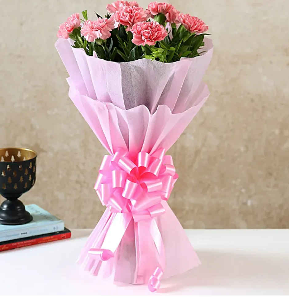 Fnp Beautiful 8 Pink Carnations Bouquet