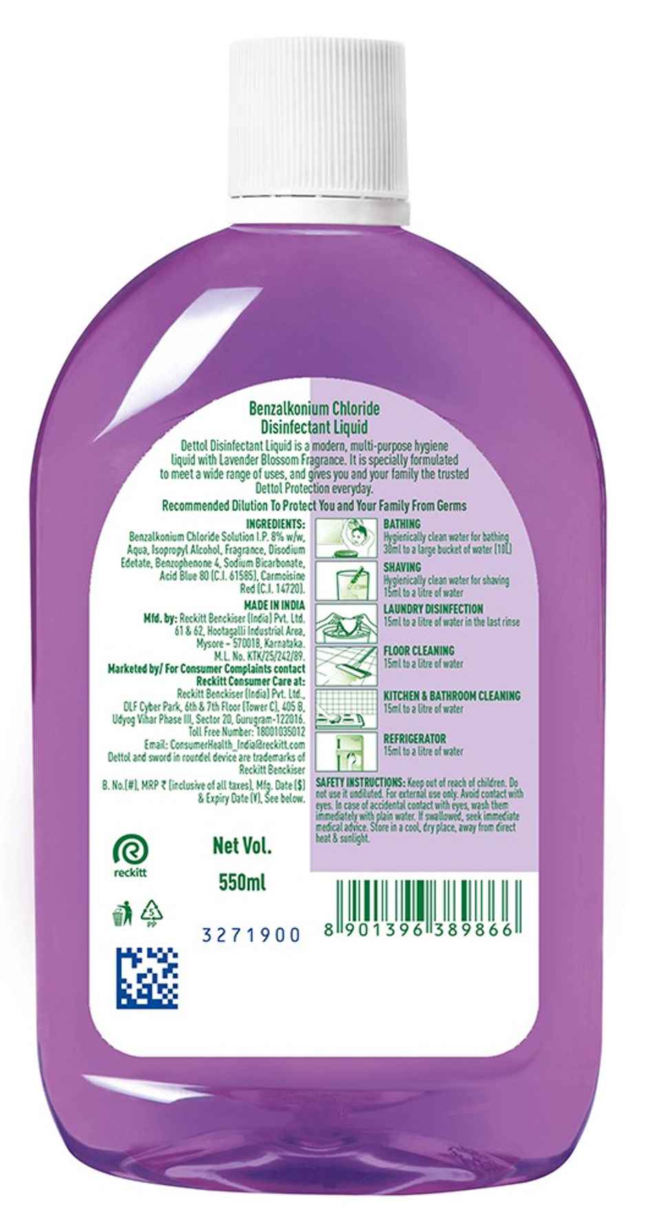 Dettol Liquid Disinfectant for Floor Cleaner, Surface Disinfection (Lavender Blossom)