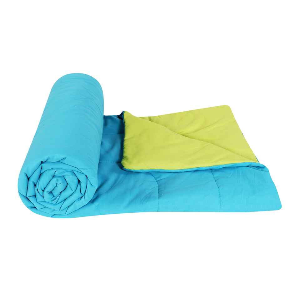 Dream Living Uphar Comforter Solid Reversible Double Bed Cotton Rich Super Soft 220 x 240 cm | Blue & Green