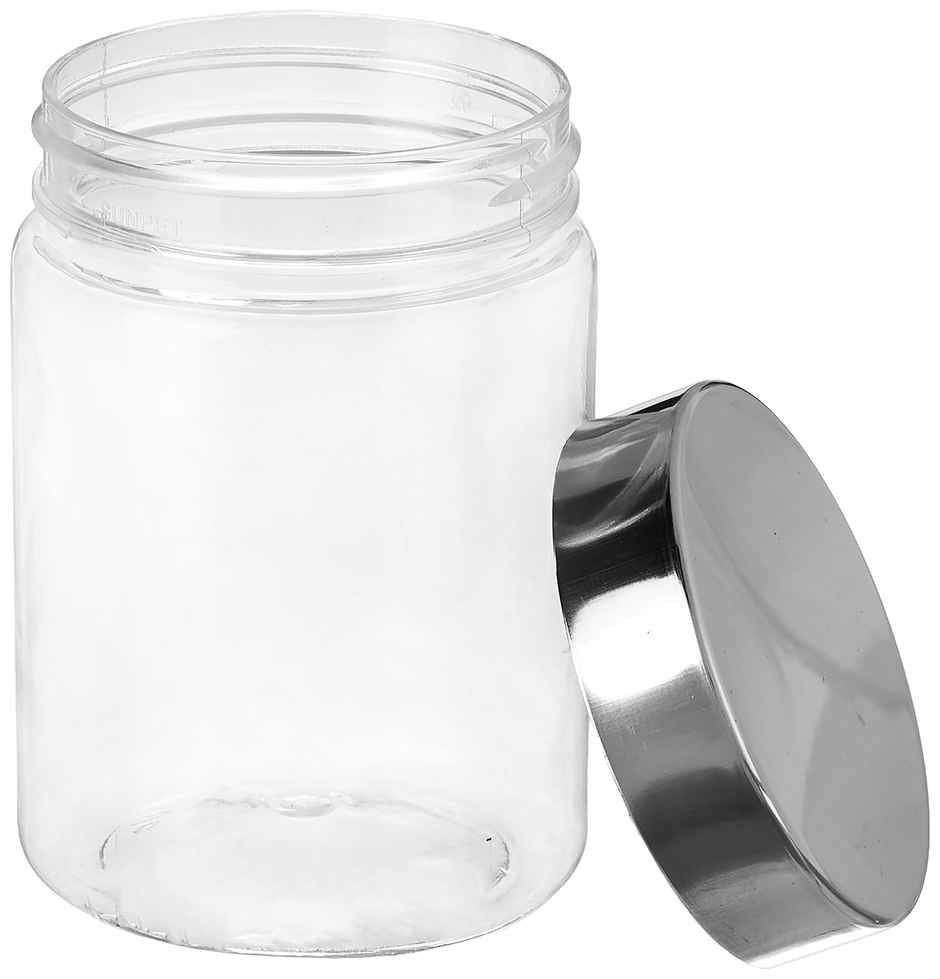YouBee Plastic Storage Steel Cap Jar Set | Multipurpose Jar Set | 300 ml | Set of 6