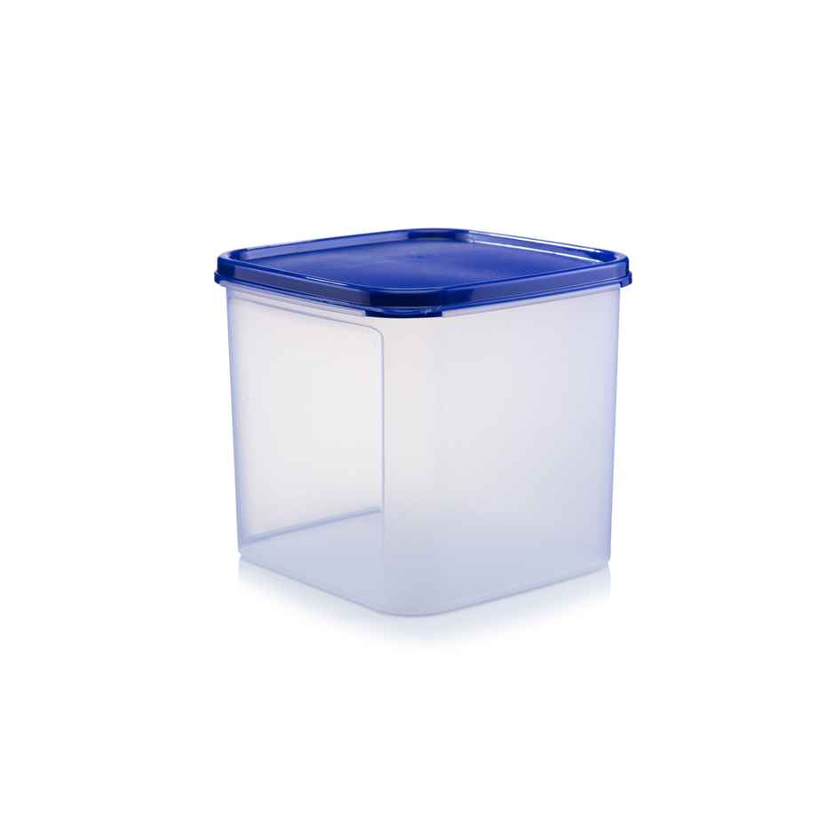 Java Airtight Plastic Square Container With Blue Lid (4L, Transparent)