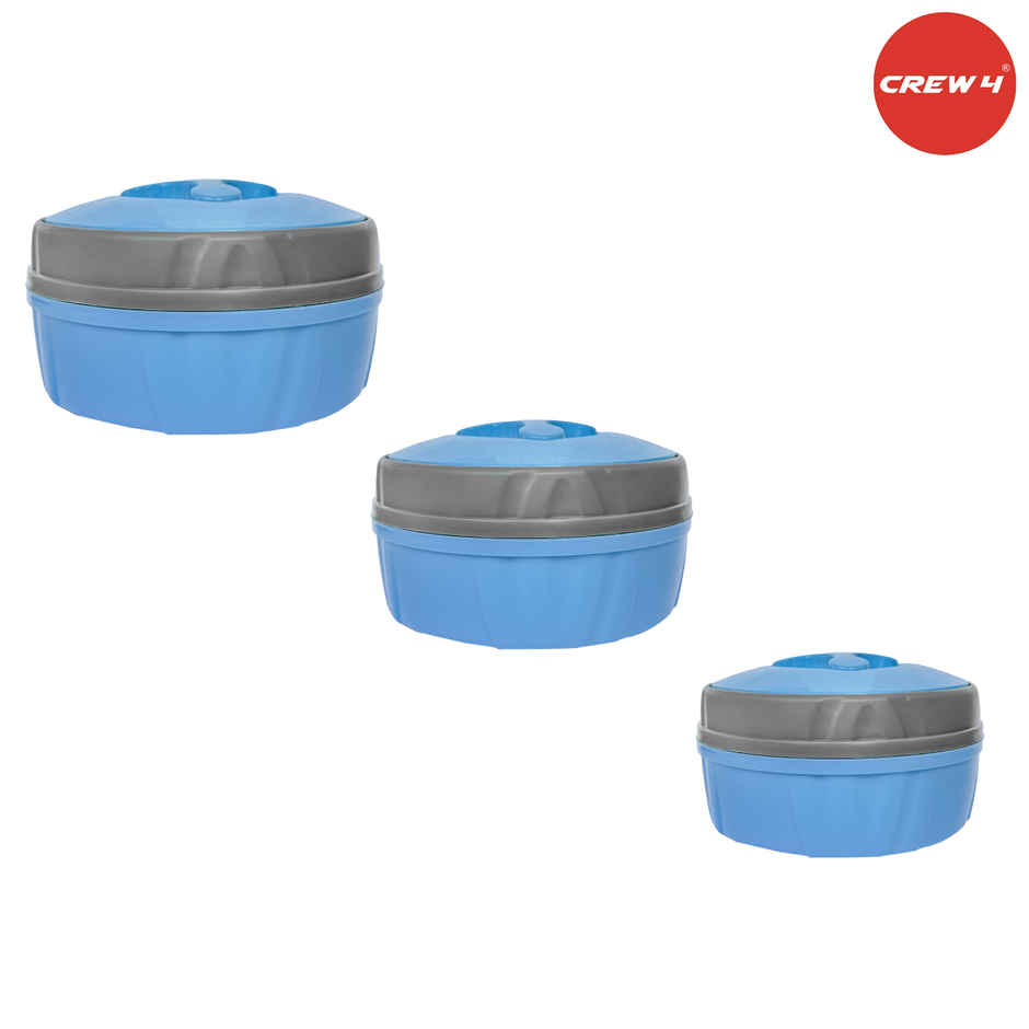 CREW4 Thermoware Casserole Set | Blue - 530 ml | 1000 ml | 1900 ml