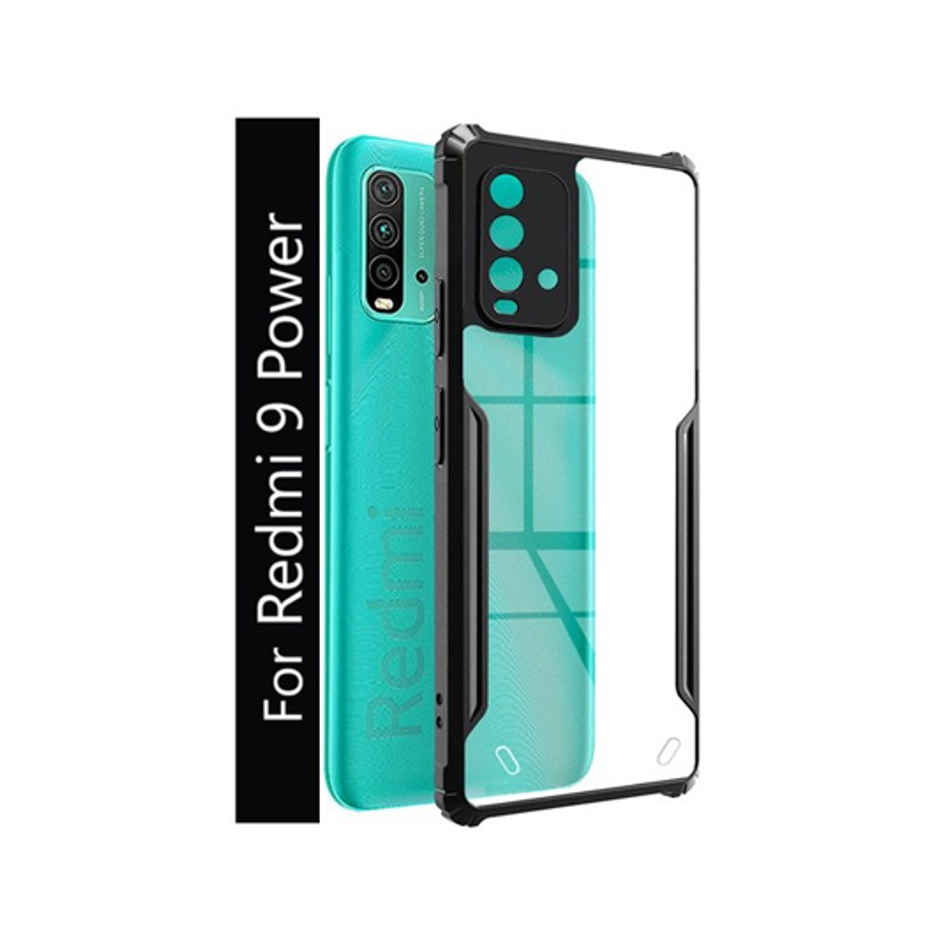 Kwine Case Redmi 9 Power Back Cover - Black Bordered Transparent Case