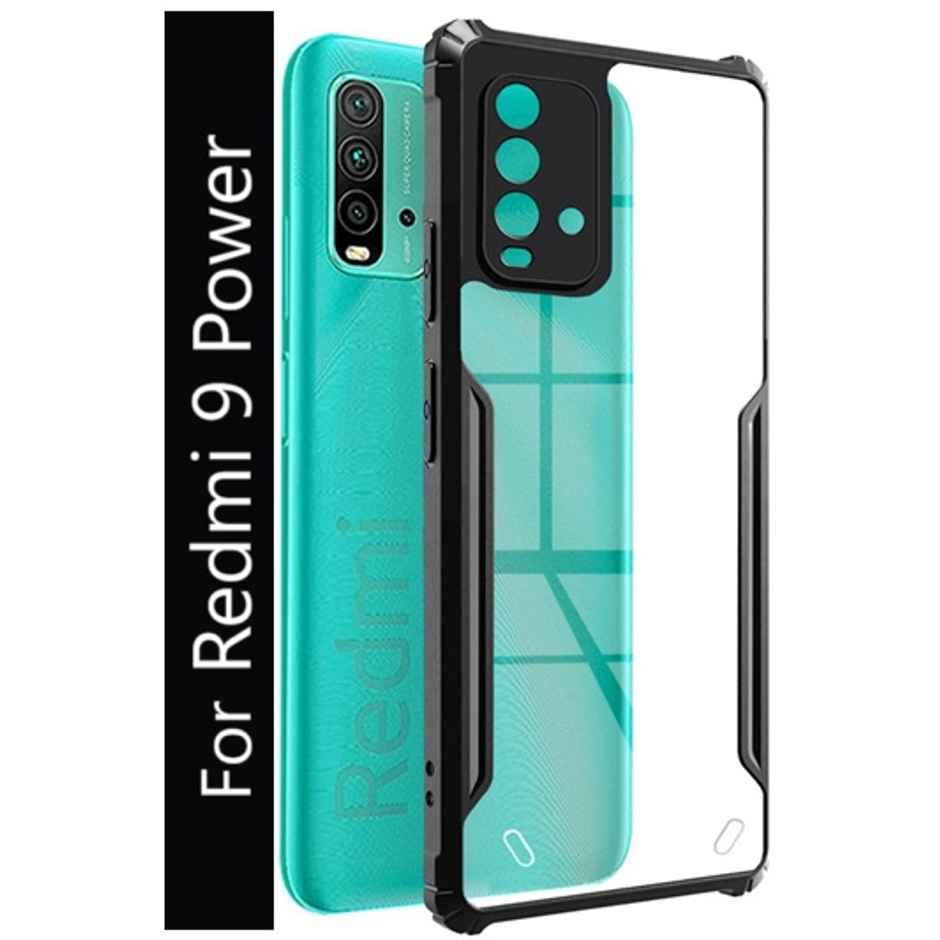 Kwine Case Redmi 9 Power Back Cover - Black Bordered Transparent Case