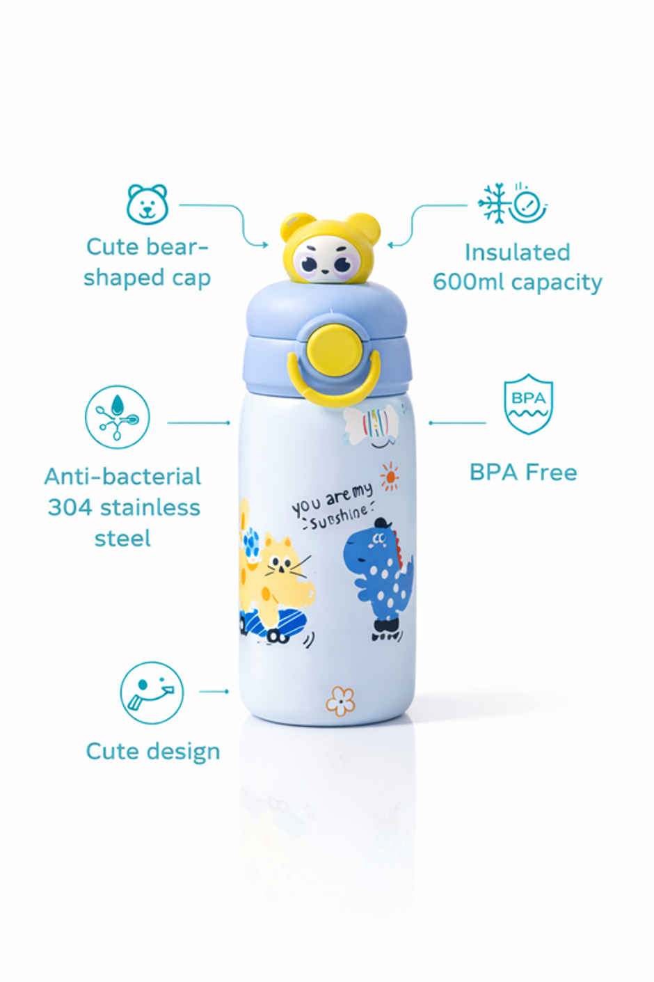 DesignLand You are my sunshine Water Bottle | Blue | 550 ml