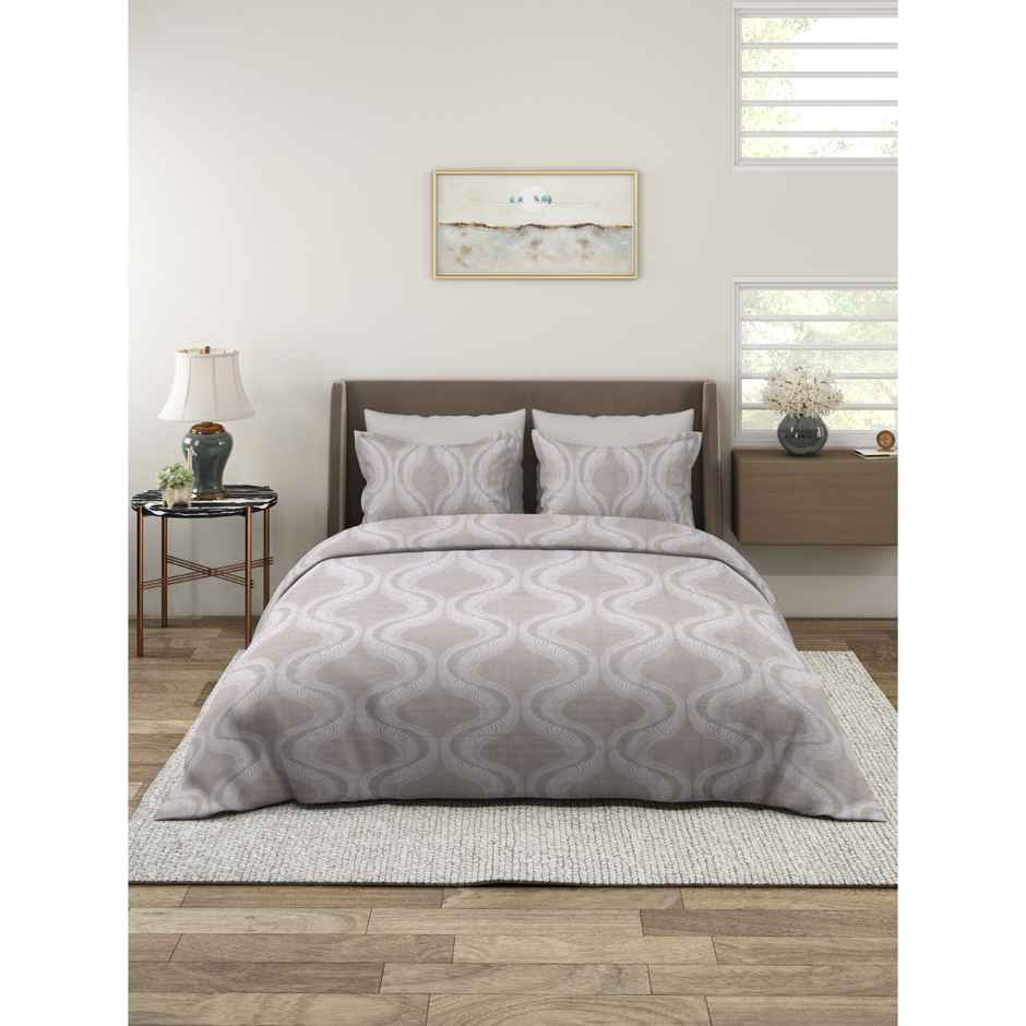 BAY6 100% Cotton Groovy Super Soft Double Bedsheet 120 Tc With 2 Pillow Covers - Brown