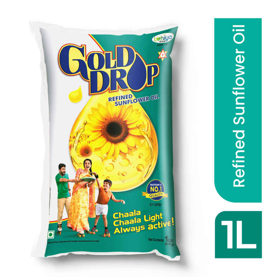 Gold Drop Cooking Oil Sunflower (Pouch)(1 l), Madhur Sugar/Sakkare - Refined(1 kg) & Fortune Sona Masoori Supreme Rice(5 kg) Combo