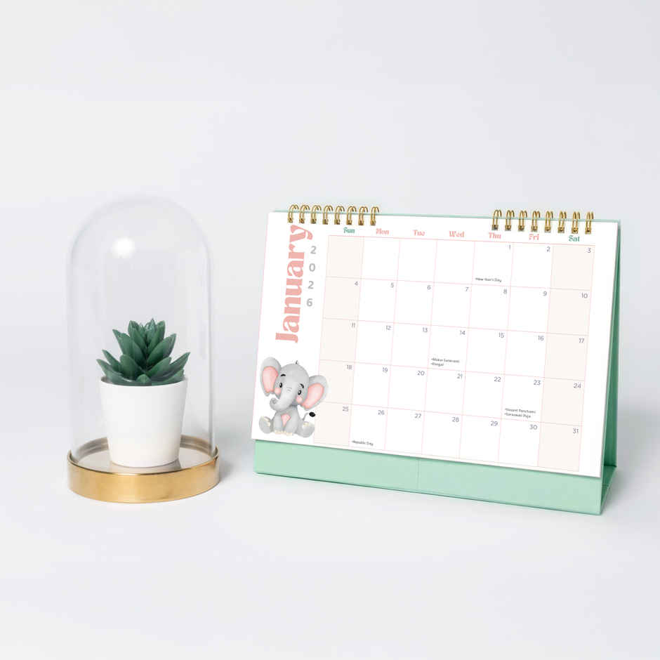Desk Calendar 2026 Animal Kingdom with Sticker