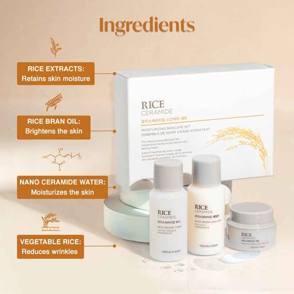 The Face Shop Rice & Ceramide Moisturizing Skincare Set | Hydrating Korean Skincare Duo