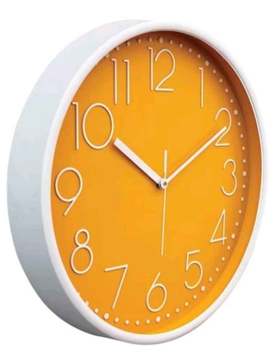 Homeharmony 12 Inch Modern Plastic Stylish Non Ticking Silent Analog Wall Clock - Orange