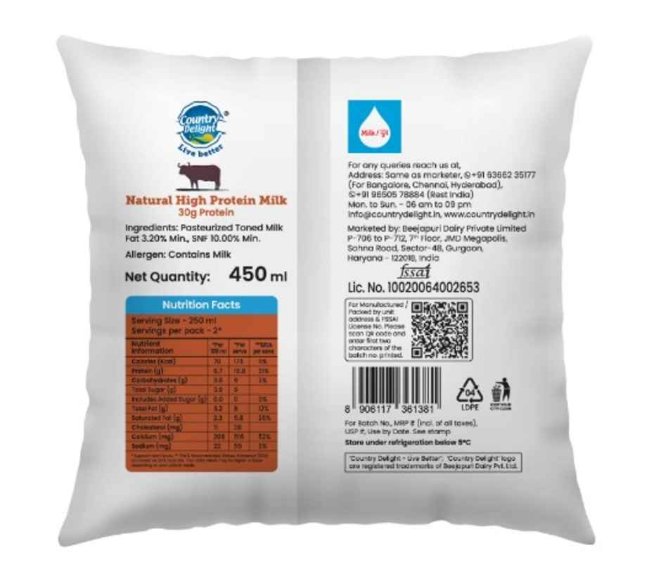 Country Delight High Protein Buffalo Fresh Milk | 30g Protein