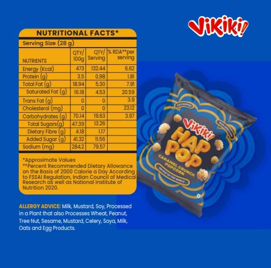 Vikiki Snak HapPop Ready to Eat Popcorn | Caramel Crunch