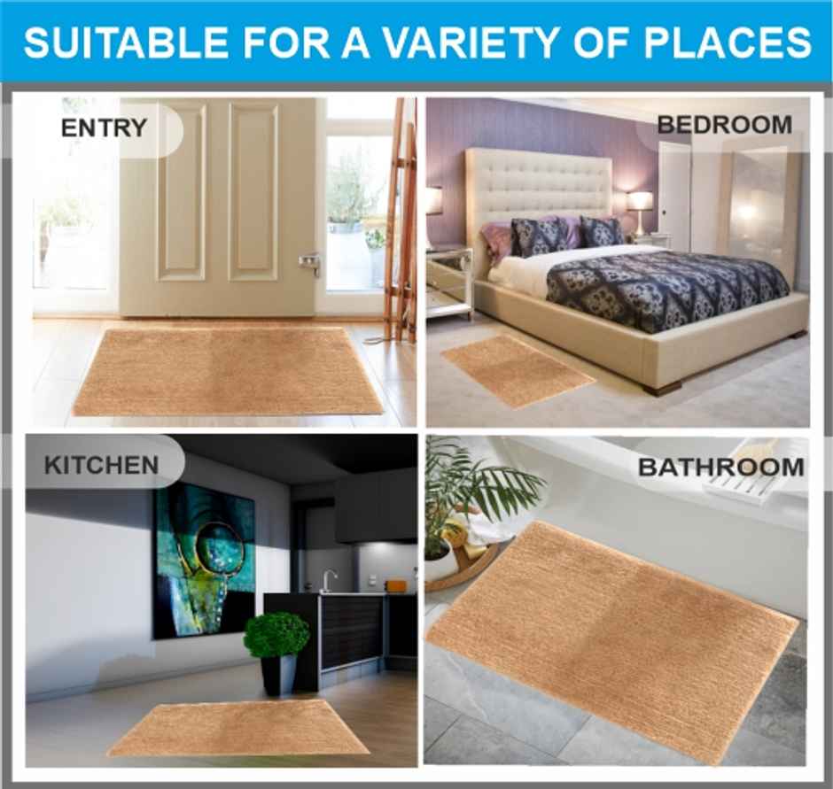 Beige Anti Slip Water Absorbent Bath Mat (58cm x 38cm)