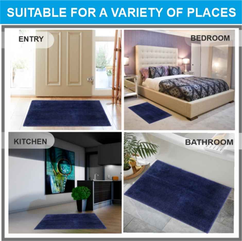 Blue Anti Slip Water Absorbent Bath Mat (58cm x 38cm)