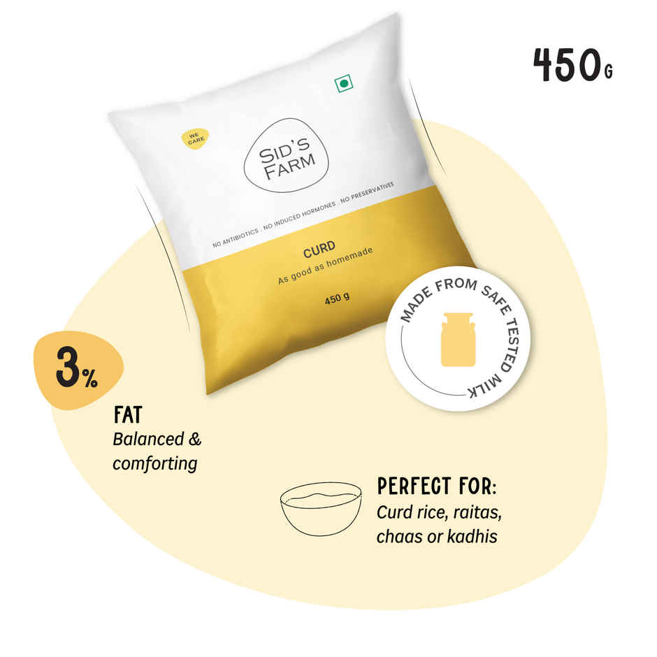 Sid's Farm Curd - Made from Tested Milk (No Antibiotics . No Hormones . No Preservatives)