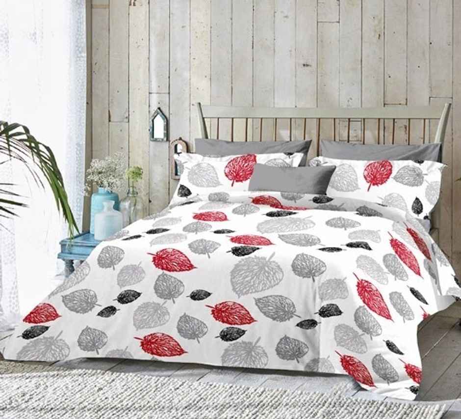 BAY6 100% Cotton 144 TC Double Bedsheet - 100 x 90 Inch, Botanical Print