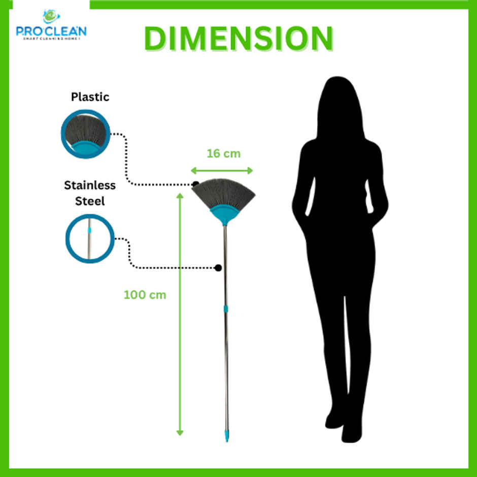 Proclean V-Fan Brush | Zala Broom | With SS Telescopic Handle | 5 Feet