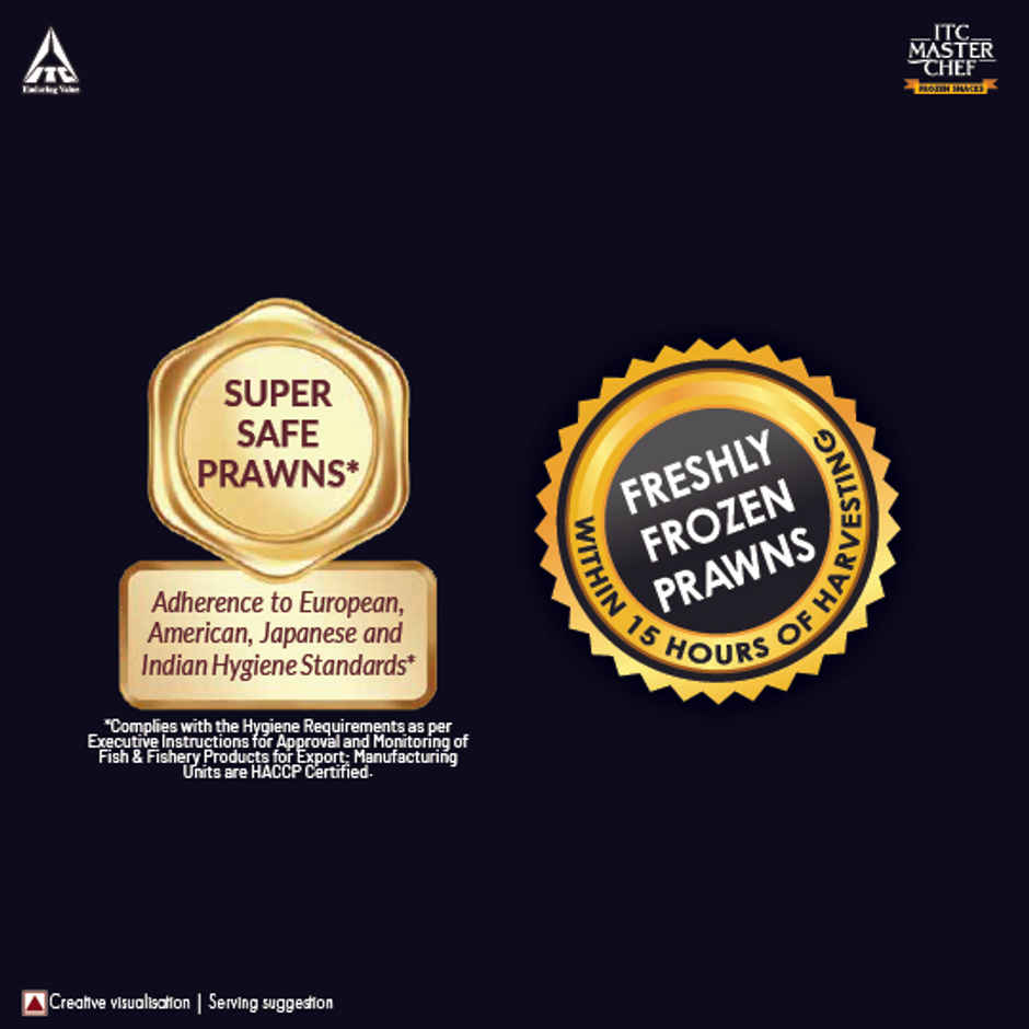 ITC Master Chef Prawns with Piri Piri Masala| Peeled & Deveined | 2 Masala Sachets Inside