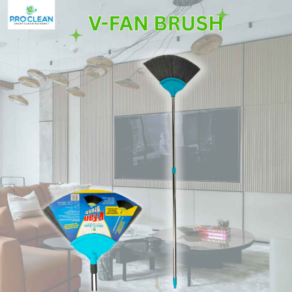 Proclean V-Fan Brush | Zala Broom | With SS Telescopic Handle | 5 Feet